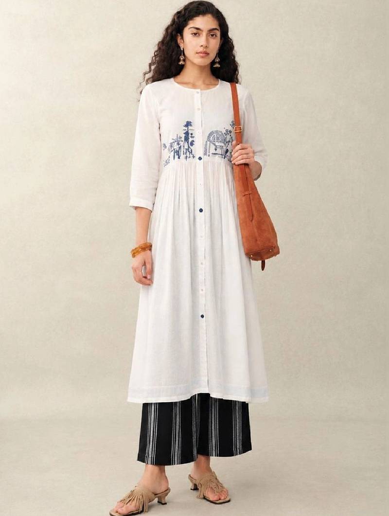 Women Ethnic Motifs Embroidered Empire Kurta with Palazzos
