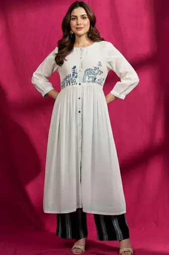 Women Ethnic Motifs Embroidered Empire Kurta with Palazzos