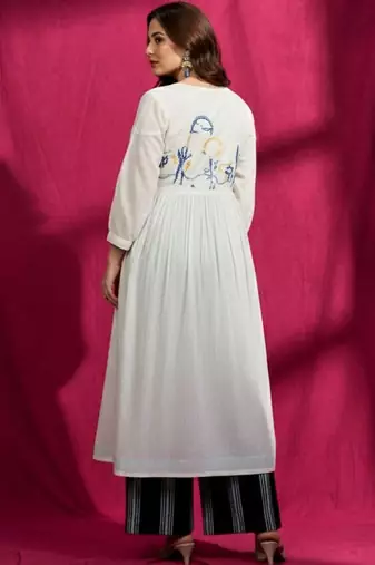 Women Ethnic Motifs Embroidered Empire Kurta with Palazzos