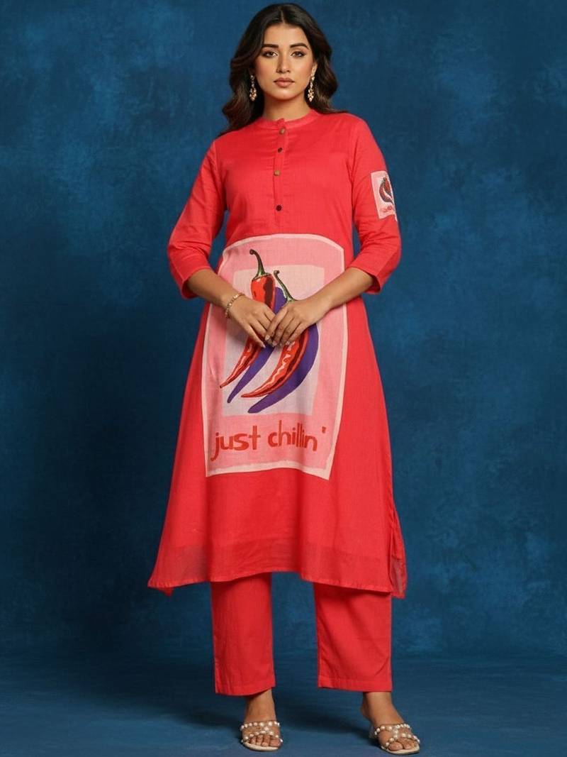 Women Printed Regular Kurta with Trousers