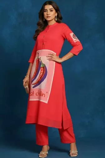 Women Printed Regular Kurta with Trousers