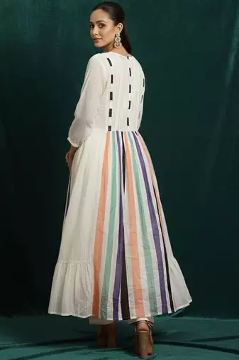 Women Embroidered Empire Kurta with Trousers
