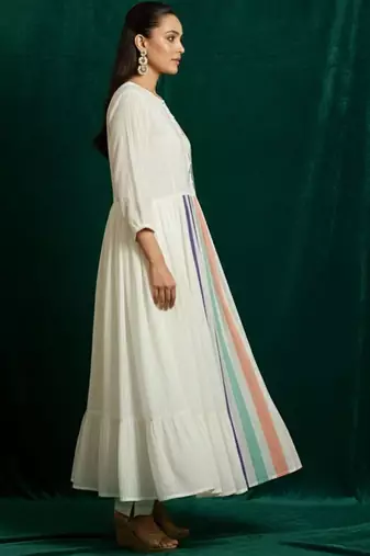 Women Embroidered Empire Kurta with Trousers