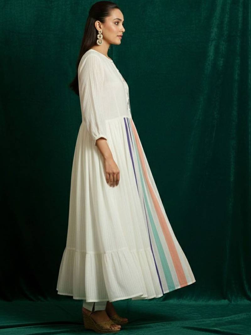 Women Embroidered Empire Kurta with Trousers
