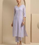 Women Ethnic Motifs Printed Regular Thread Work Kurta with Trousers
