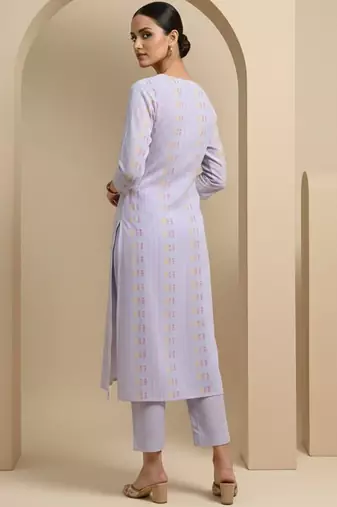 Women Ethnic Motifs Printed Regular Thread Work Kurta with Trousers