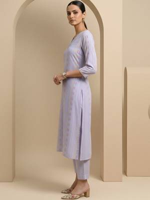 Women Ethnic Motifs Printed Regular Thread Work Kurta with Trousers 6