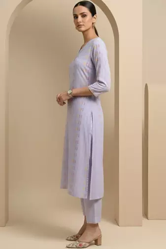 Women Ethnic Motifs Printed Regular Thread Work Kurta with Trousers