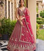 Rani Pink Butterfly Net Sequins Embroidery Lehenga Choli Set