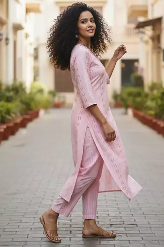 Women Printed Regular Kurta with Trousers