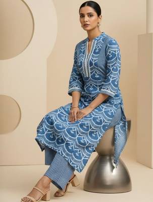 Women Ethnic Motifs Printed Regular Kurta with Trousers 1