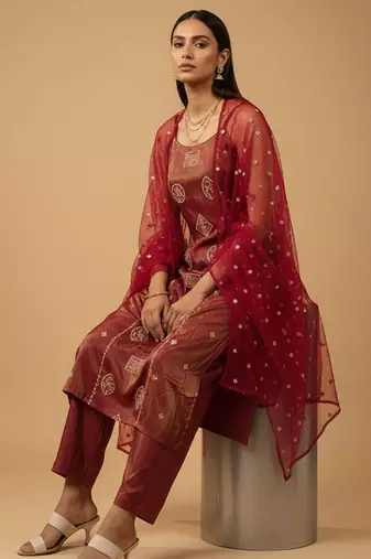 Women Regular Kurta with Trousers & With Dupatta