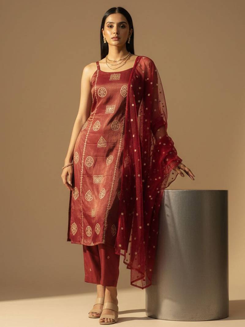 Women Regular Kurta with Trousers & With Dupatta