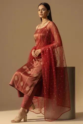 Women Regular Kurta with Trousers & With Dupatta