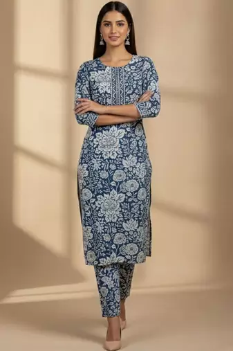 Women Floral Printed Regular Kurta with Trousers & With Dupatta
