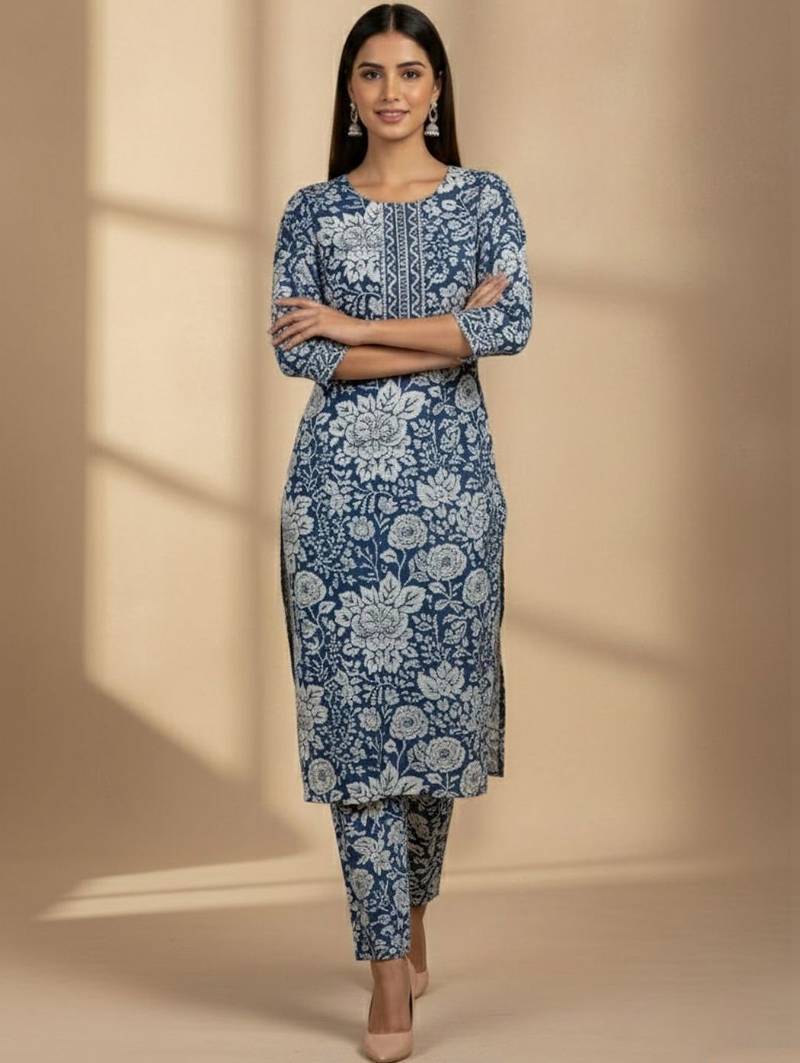 Women Floral Printed Regular Kurta with Trousers & With Dupatta