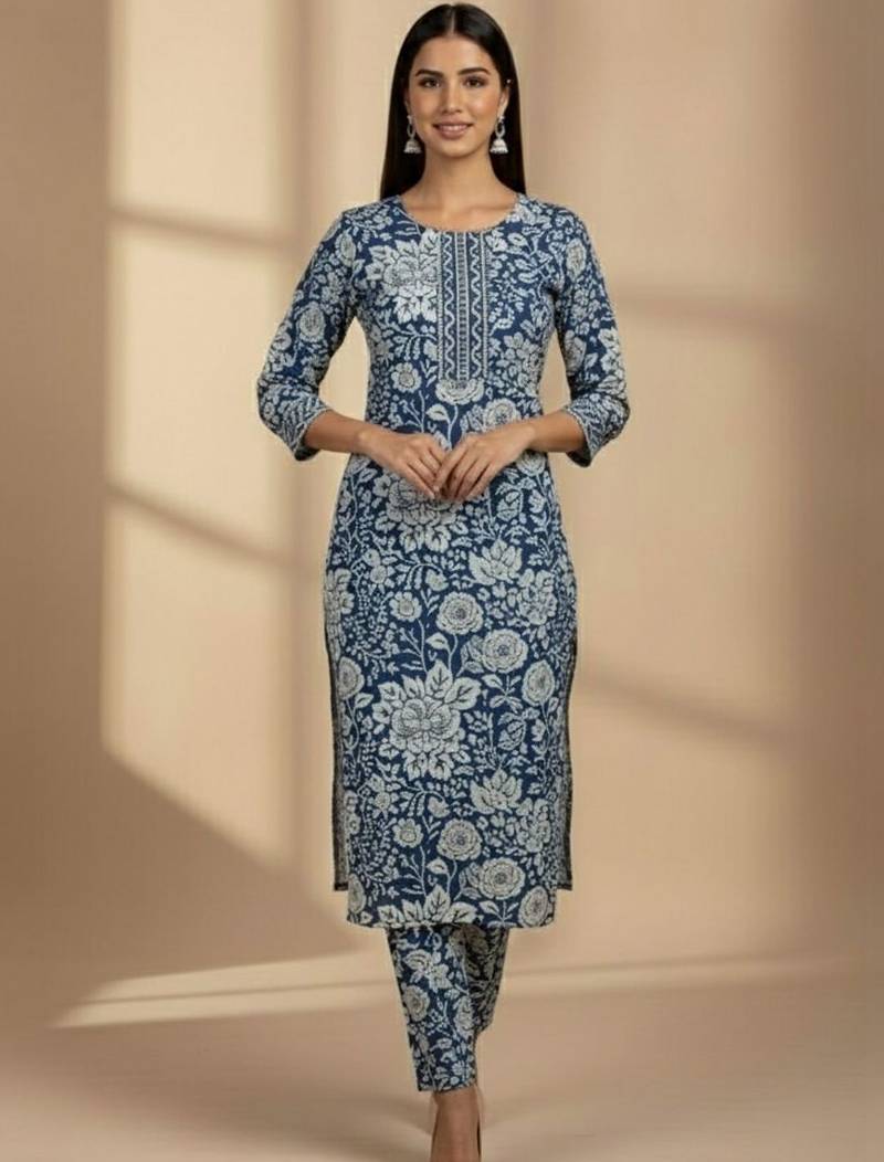 Women Floral Printed Regular Kurta with Trousers & With Dupatta