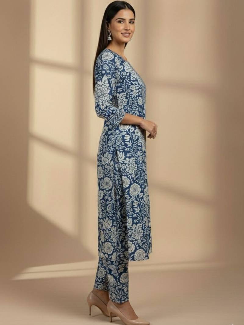 Women Floral Printed Regular Kurta with Trousers & With Dupatta
