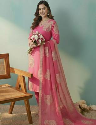 Women Ethnic Motifs Printed Regular Kurta with Trousers & With Dupatta 3