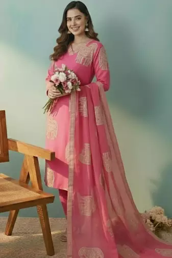 Women Ethnic Motifs Printed Regular Kurta with Trousers & With Dupatta