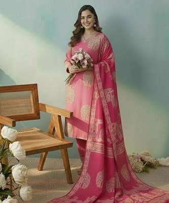 Women Ethnic Motifs Printed Regular Kurta with Trousers & With Dupatta 7