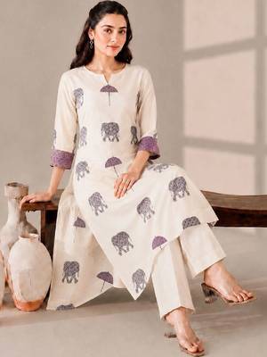 Women Ethnic Motifs Printed Regular Kurta with Trousers 1