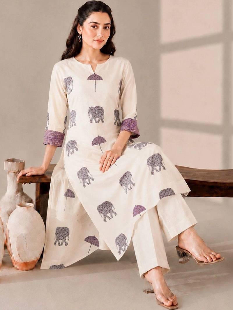 Women Ethnic Motifs Printed Regular Kurta with Trousers