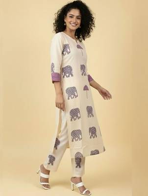 Women Ethnic Motifs Printed Regular Kurta with Trousers 5