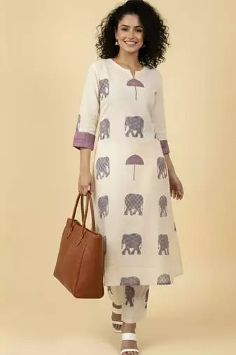 Women Ethnic Motifs Printed Regular Kurta with Trousers