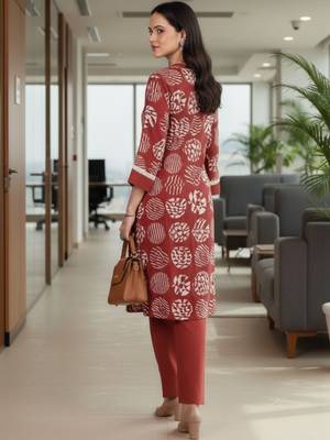 Women Printed Regular Thread Work Kurta with Trousers 4