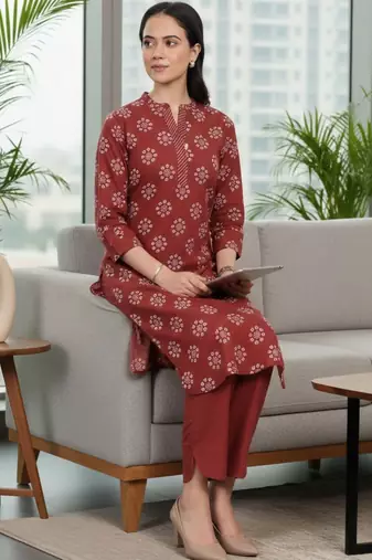 Women Ethnic Motifs Printed Regular Kurta with Trousers