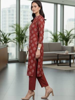 Women Ethnic Motifs Printed Regular Kurta with Trousers 5