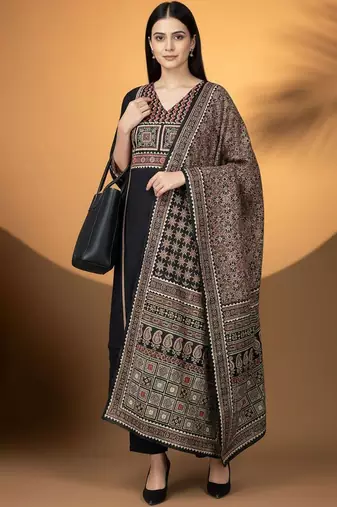 Women Ethnic Motifs Embroidered Regular Thread Work Kurta with Trousers & With Dupatta