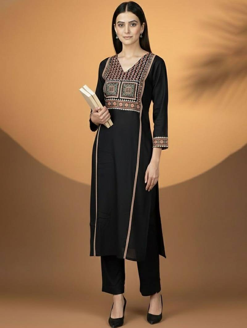 Women Ethnic Motifs Embroidered Regular Thread Work Kurta with Trousers & With Dupatta
