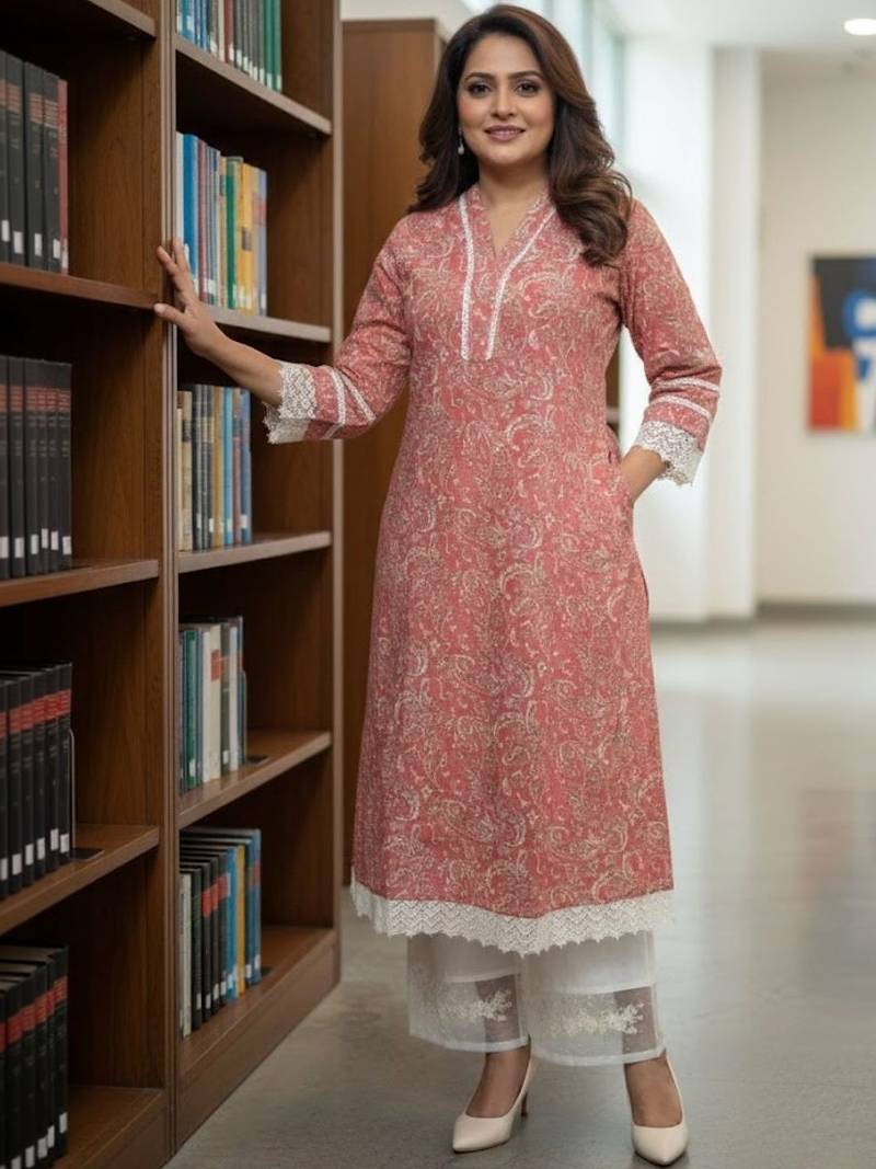 Women Ethnic Motifs Printed Regular Thread Work Kurta with Palazzos