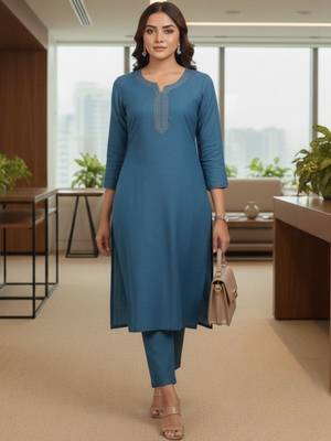 Women Ethnic Motifs Regular Thread Work Kurta with Trousers & With Dupatta 4