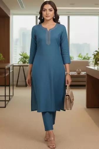 Women Ethnic Motifs Regular Thread Work Kurta with Trousers & With Dupatta