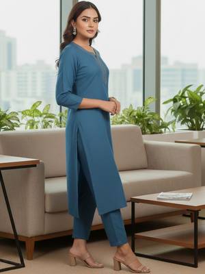 Women Ethnic Motifs Regular Thread Work Kurta with Trousers & With Dupatta 6