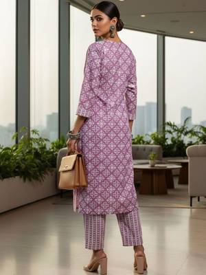 Women Ethnic Motifs Printed Regular Thread Work Kurta with Trousers & With Dupatta 2