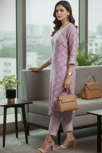 Women Ethnic Motifs Printed Regular Thread Work Kurta with Trousers & With Dupatta