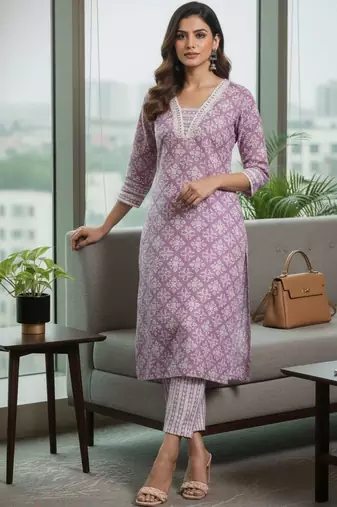 Women Ethnic Motifs Printed Regular Thread Work Kurta with Trousers & With Dupatta