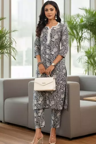 Women Ethnic Motifs Printed Regular Thread Work Kurta with Trousers & With Dupatta