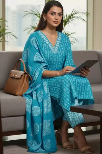 Women Ethnic Motifs Printed Regular Kurta with Trousers & With Dupatta