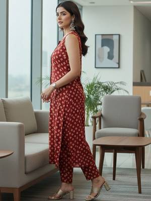 Women Ethnic Motifs Printed Regular Kurta with Trousers 4