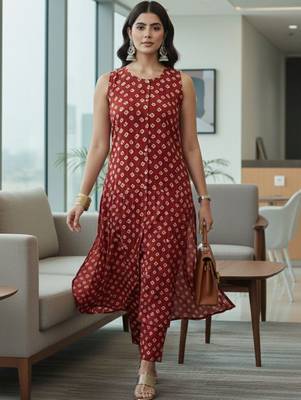Women Ethnic Motifs Printed Regular Kurta with Trousers 6