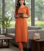 Women Ethnic Motifs Embroidered Regular Beads and Stones Kurta with Trousers