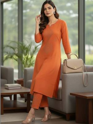 Women Ethnic Motifs Embroidered Regular Beads and Stones Kurta with Trousers 5