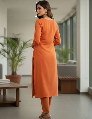 Women Ethnic Motifs Embroidered Regular Beads and Stones Kurta with Trousers 6