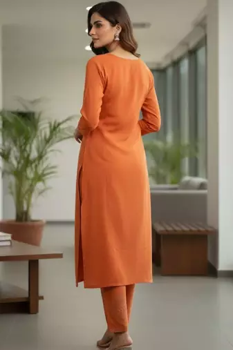 Women Ethnic Motifs Embroidered Regular Beads and Stones Kurta with Trousers