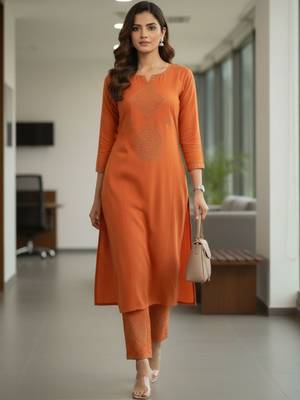 Women Ethnic Motifs Embroidered Regular Beads and Stones Kurta with Trousers 7
